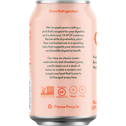 OLIPOP A New Kind of Soda, Strawberry Vanilla Sparkling Tonic, 12 fl oz