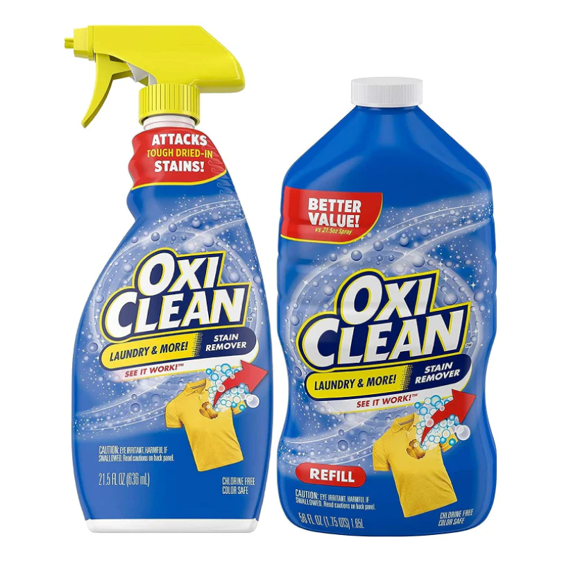 OxiClean Laundry Stain Remover Refill, 56 fl oz + OxiClean Laundry Stain Remover Spray, 21.5 fl oz  Bundle Pack