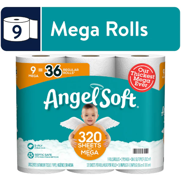 Angel Soft Toilet Paper, 9 Mega Rolls