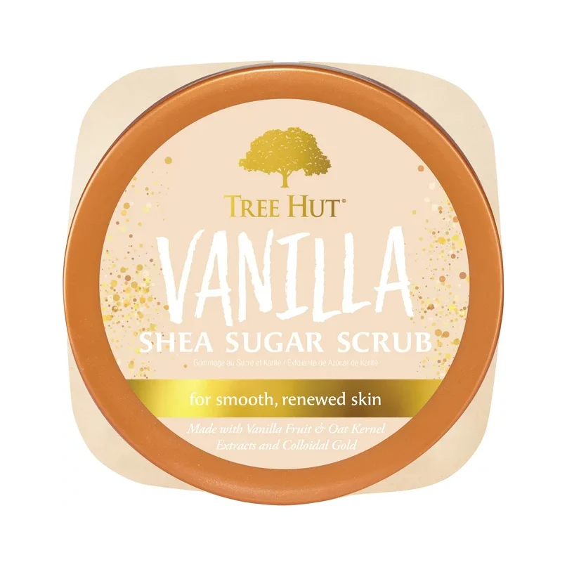 Tree Hut Body Scrub, Shea Sugar Hydrating Exfoliator for Softer, Smoother Skin, Vanilla, 18 oz