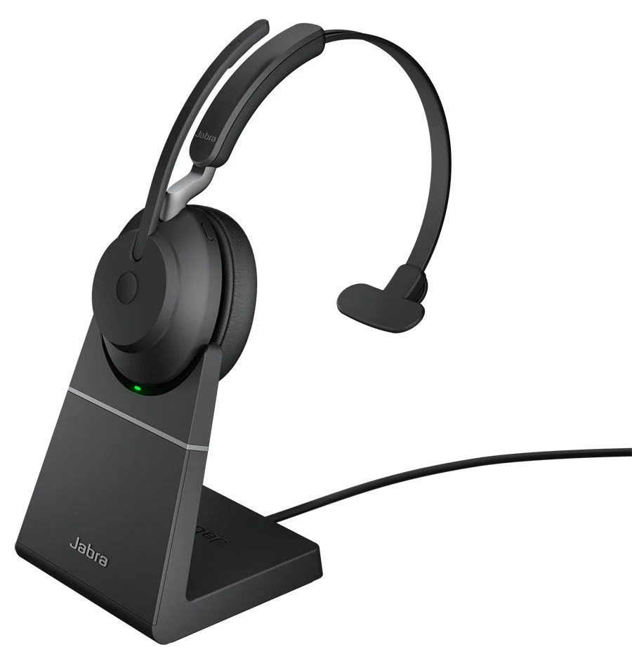 Jabra Evolve2 65 Wireless Headset Link380C MS Mono Stand Black Microsoft Teams Certified - MPN: 26599-899-889