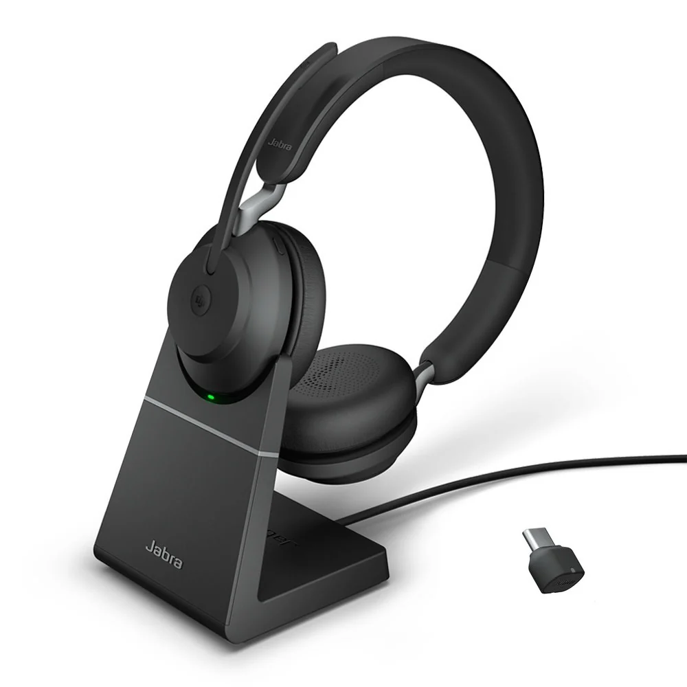 Jabra Evolve2 65 Wireless Headset Link380C MS Stereo Stand Black Microsoft Teams Certified - MPN: 26599-999-889