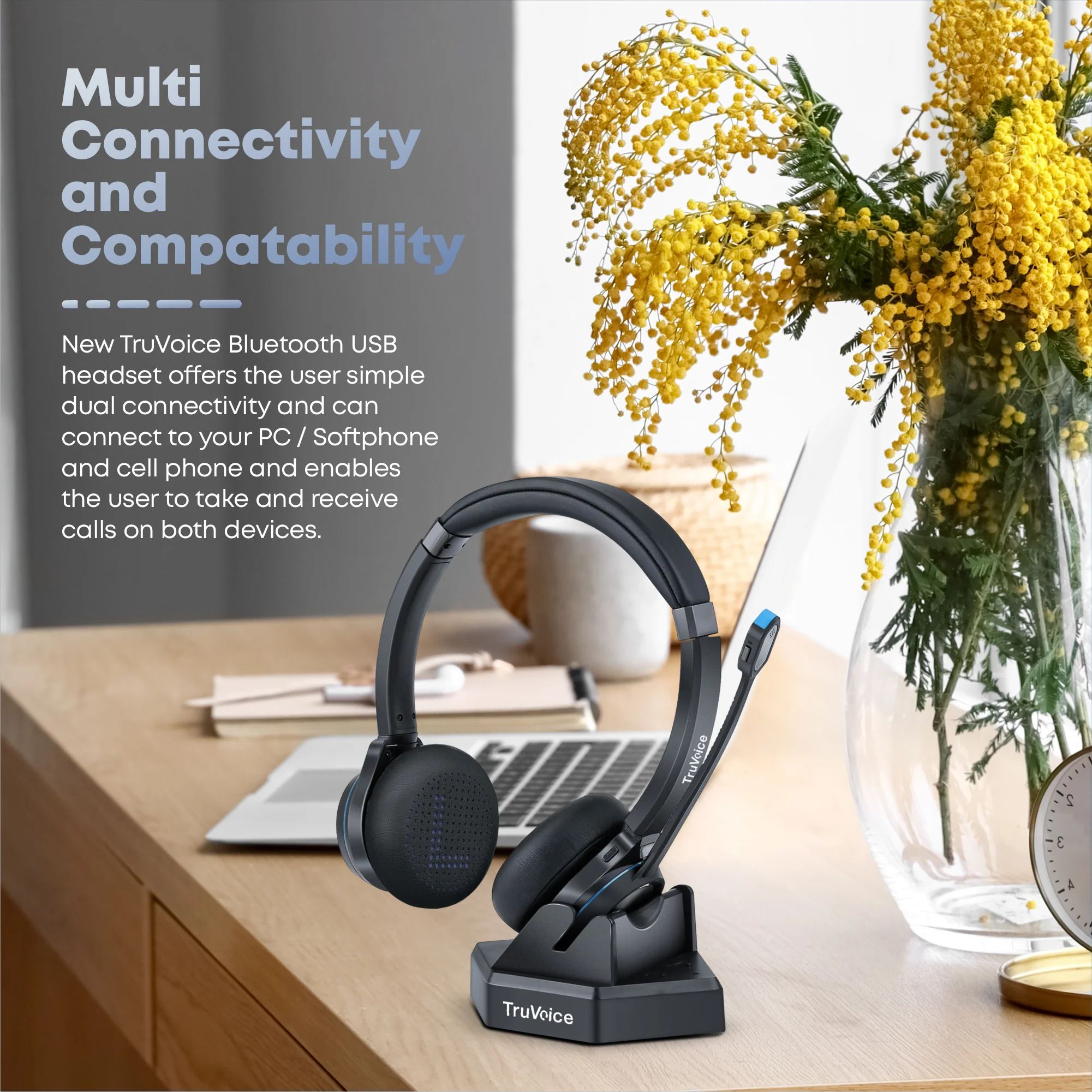 TruVoice Premium BT65 USB Wireless Bluetooth Headset - MPN: T02003
