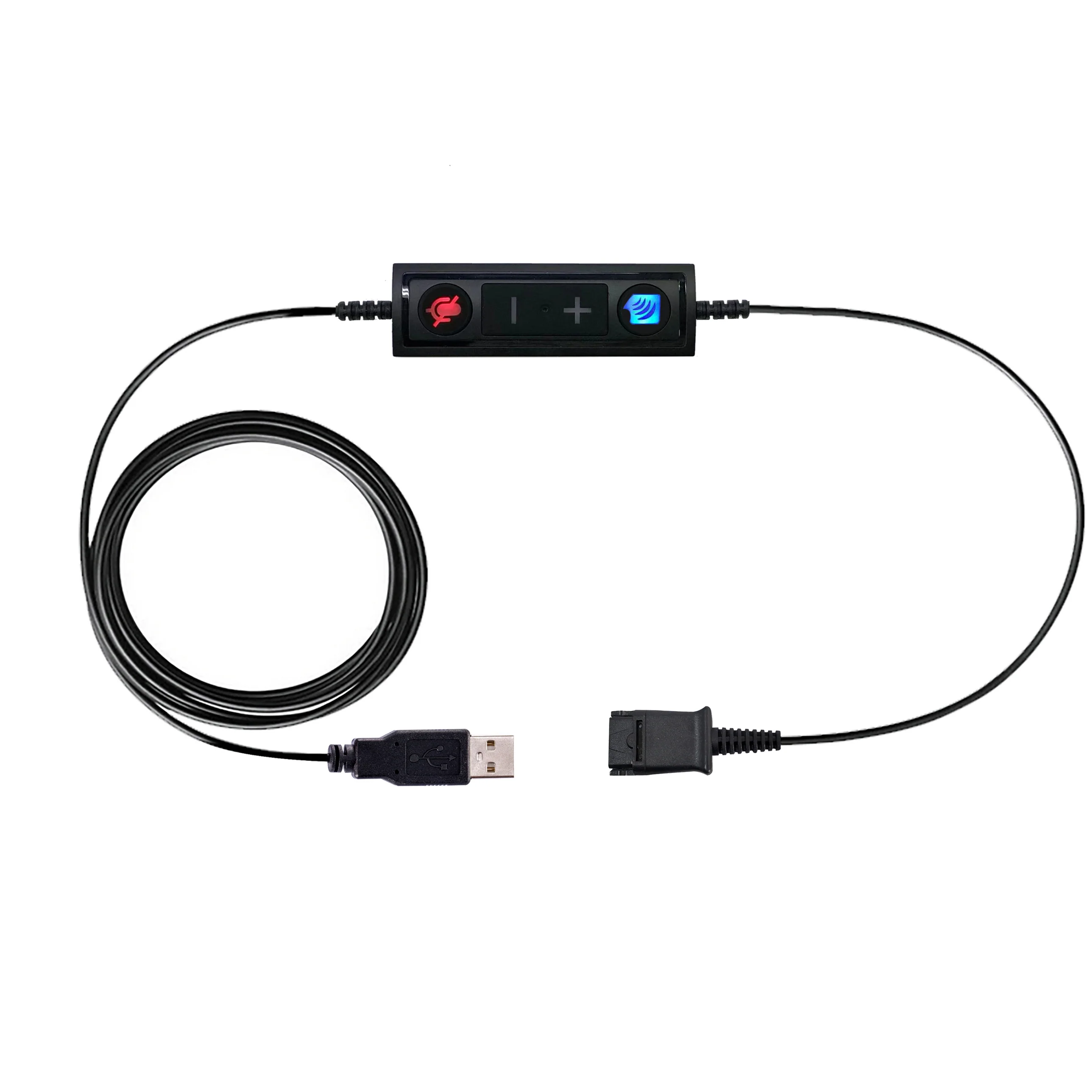 USB Adapter Cable (with volume control and mute) for TruVoice and Plantronics QD Headsets - MPN: T00995