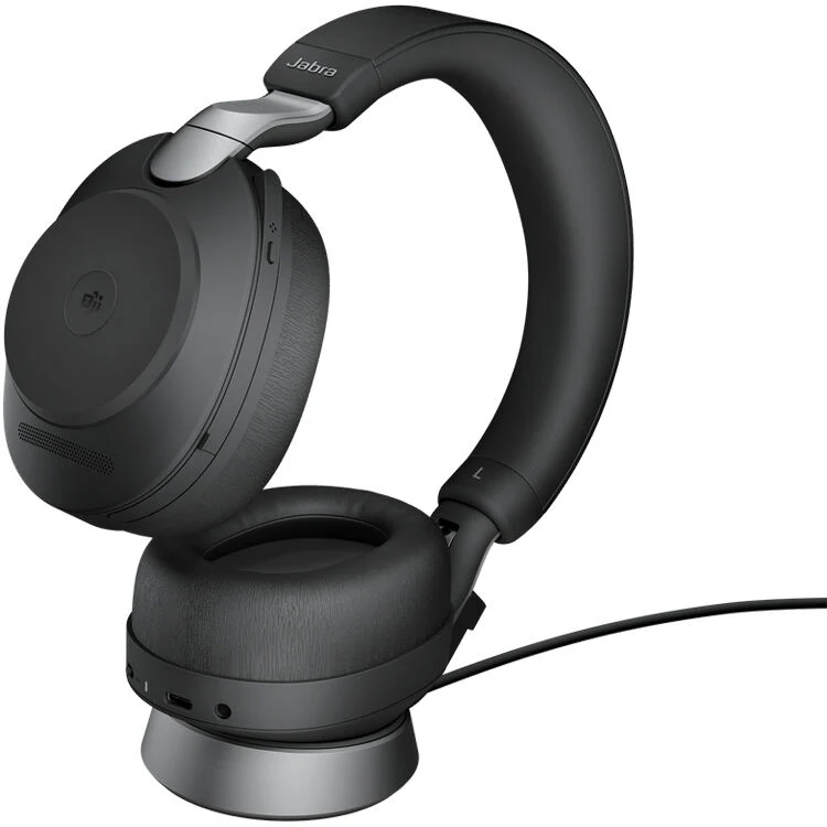 Jabra Evolve2 85 Wireless Headset Link380C MS Stereo Stand Black Microsoft Teams Certified - MPN: 28599-999-889