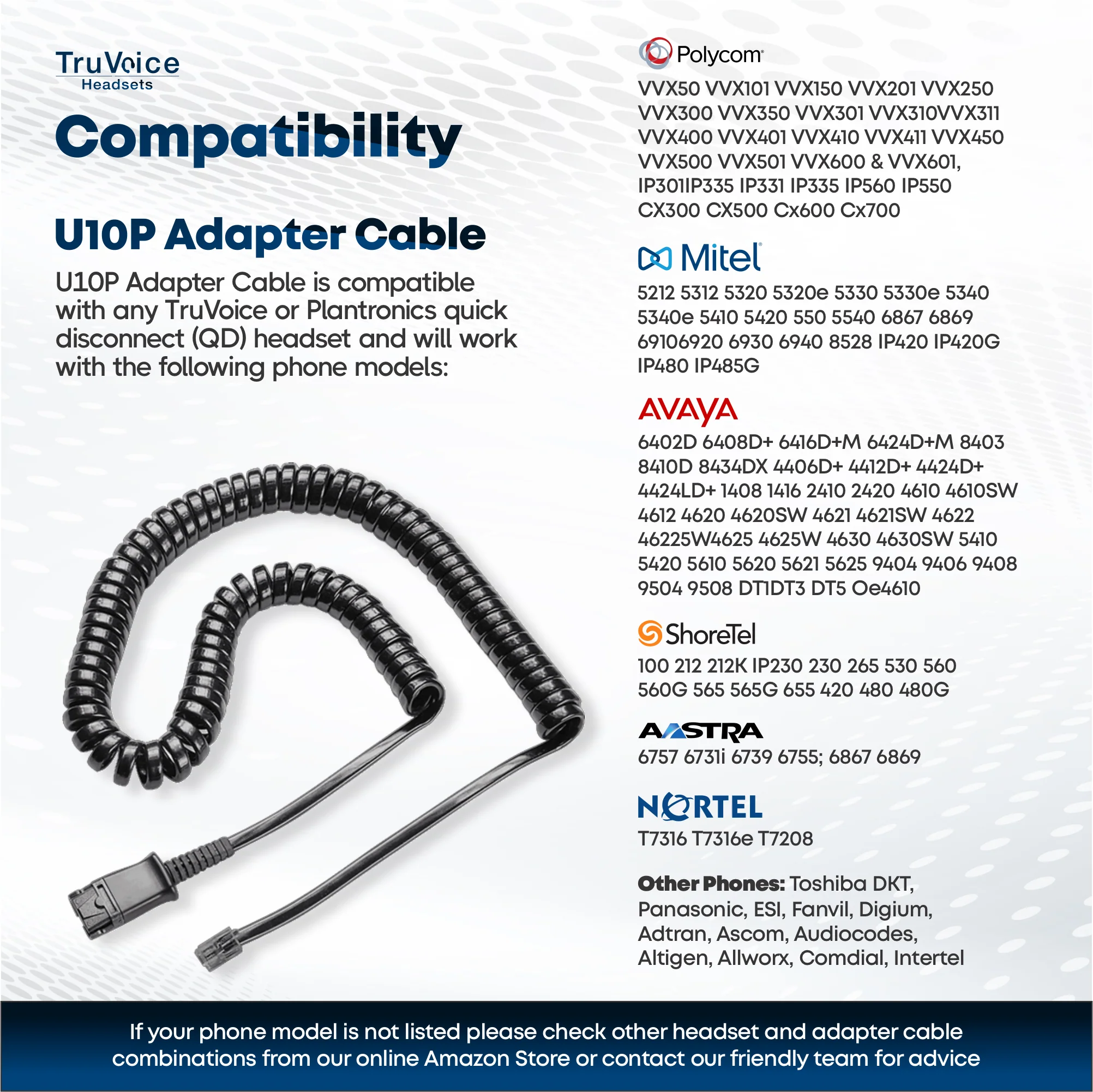 TruVoice HD-750 Double Ear Noise Canceling Headset Including QD Cable for Polycom VVX and SoundPoint Models of Telephone