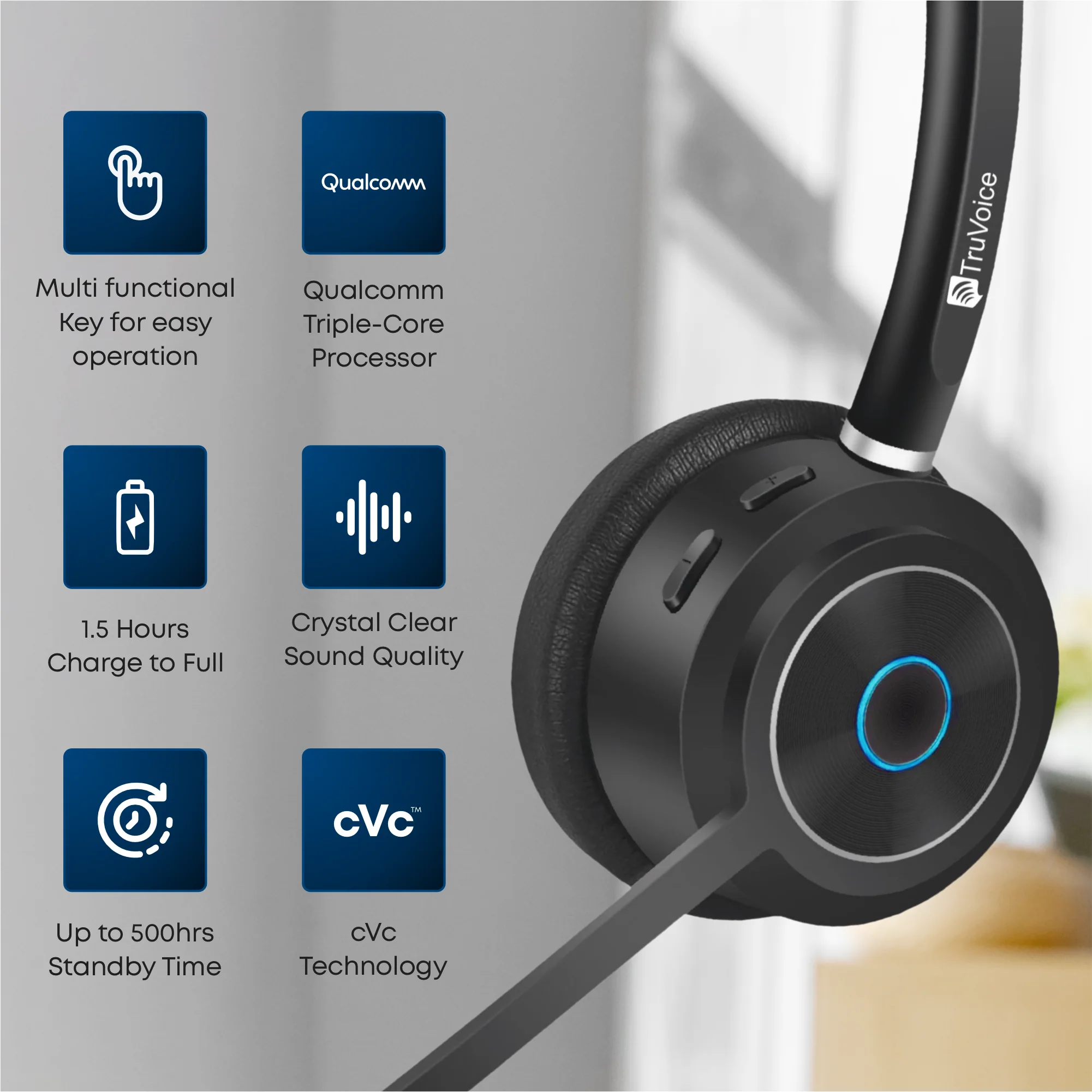 TruVoice BT85 Bluetooth Wireless Headset With USB Dongle - MPN: T2102