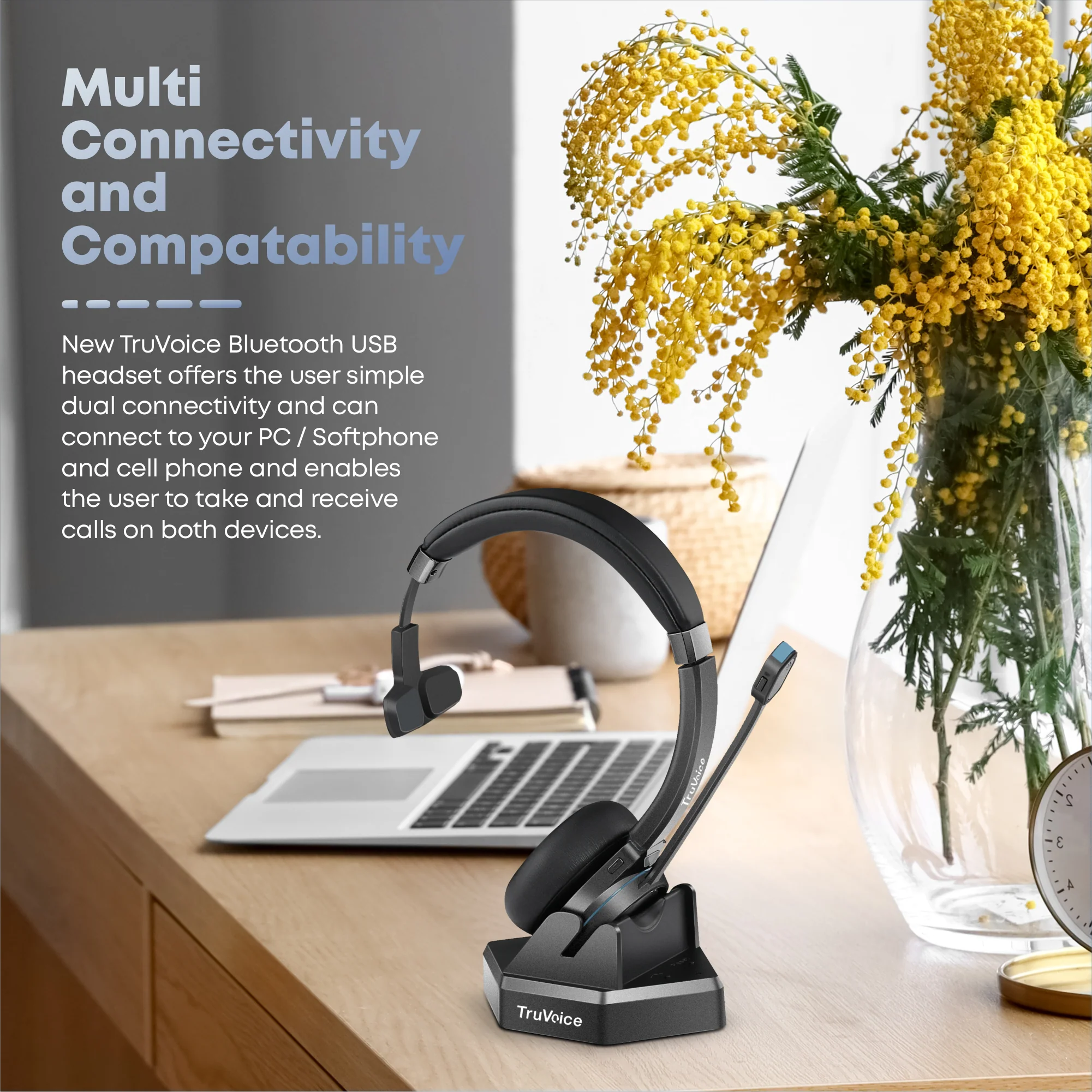 TruVoice Premium BT55 USB Wireless Bluetooth Headset - MPN: T02002