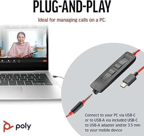 Poly Blackwire 3325-M Stereo USB-A/C Headset +3.5mm Plug MPN 8X222AA
