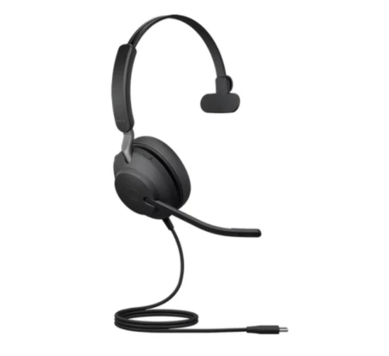 Jabra Evolve2 40, Corded Headset, USB-C, UC Mono, With 1.2m Ext. Cord - MPN: 24089-889-889