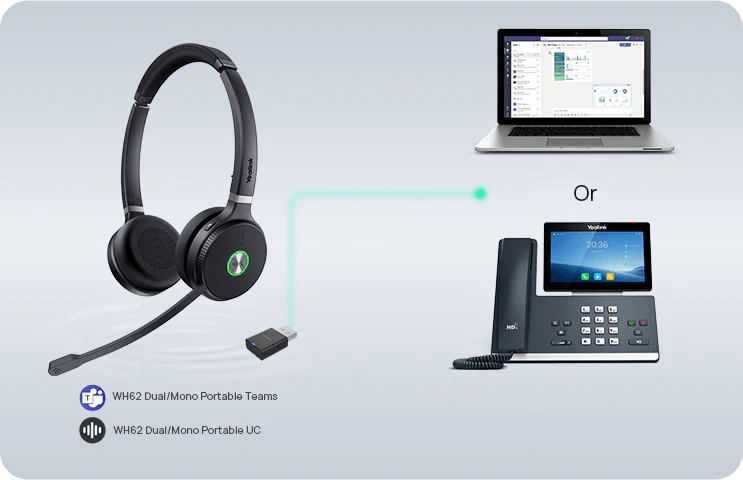 Yealink WH62 Portable UC Single Ear With USB-A Dongle - MPN: 1208642