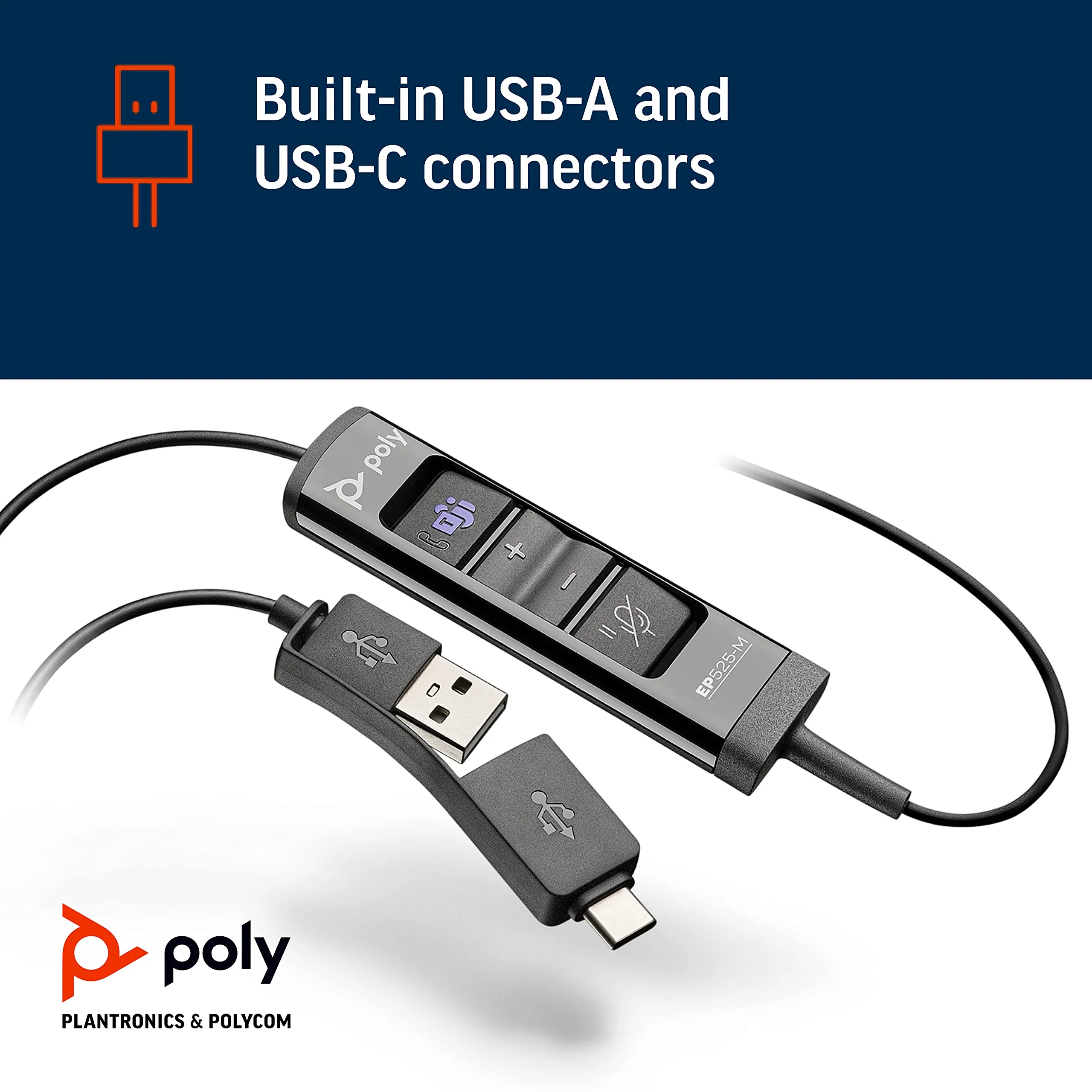 Poly EncorePro EP515-M USB-A and USB-C Monaural, Teams Certified MPN 783R1AA