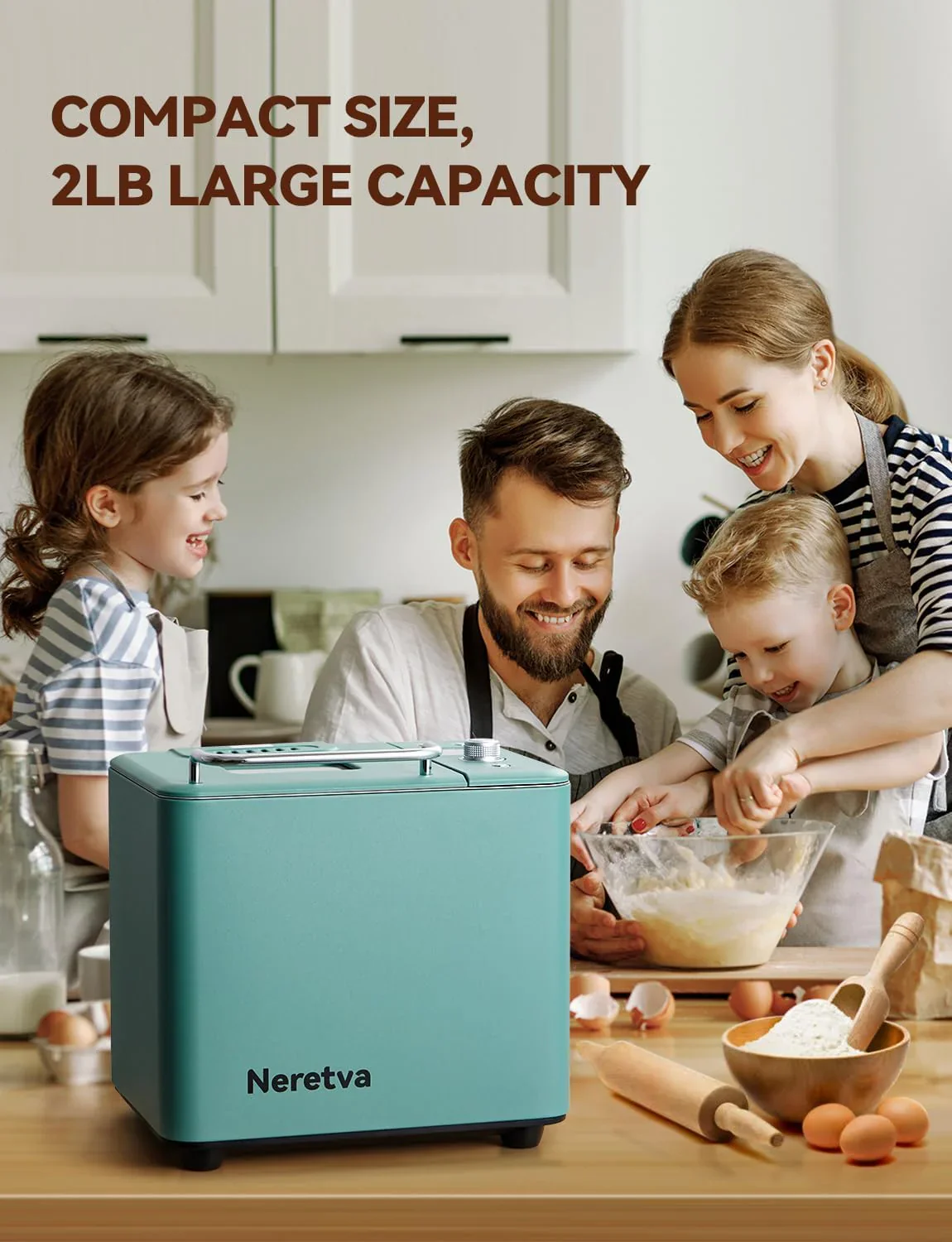 Neretva Bread Maker 20-in-1 2LB Bread Maker Dual Heater Bread Maker Automatic Ceramic Pan