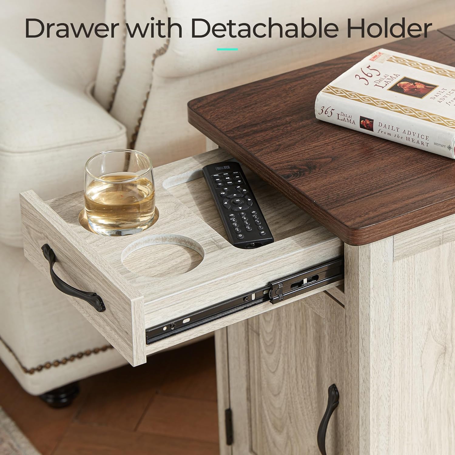 Farmhouse End Table Narrow Side Table Small Nightstand