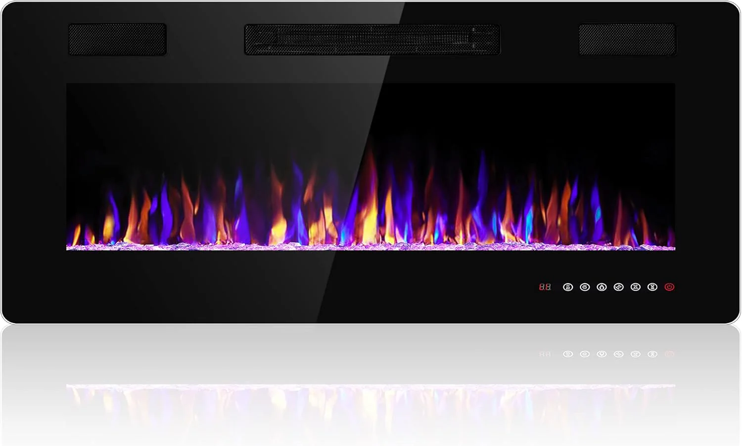 36 Inch Electric Fireplace Insert Ultra Thin Recessed Wall Mounted Fireplace Heater