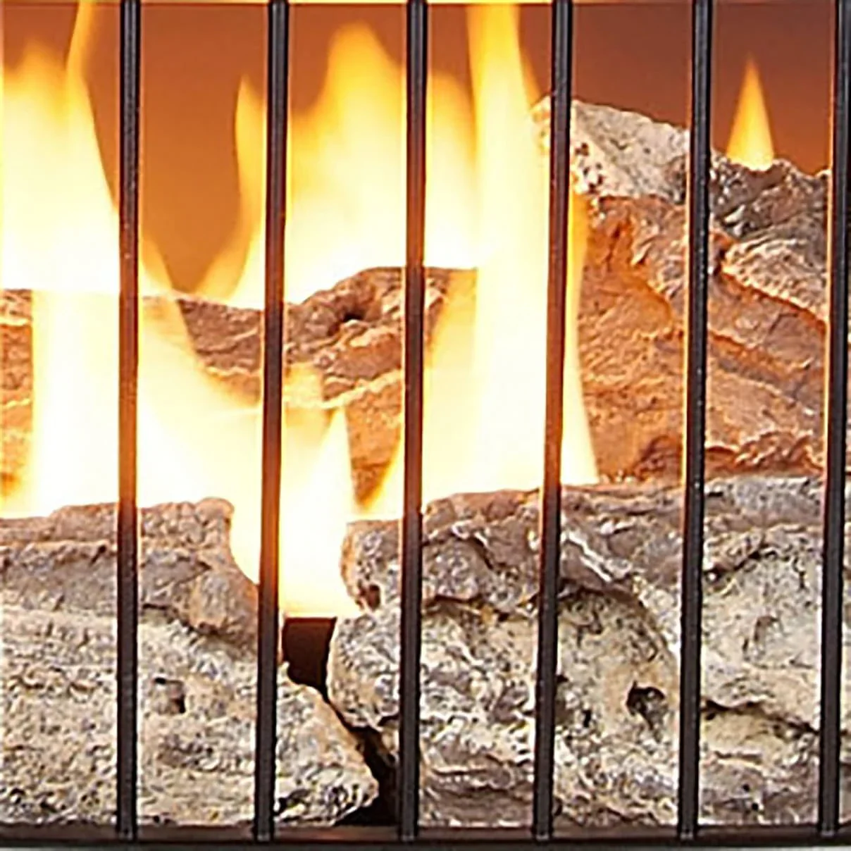 Vent-free 25000 BTU space-saving freestanding dual-fuel fireplace with thermostat control