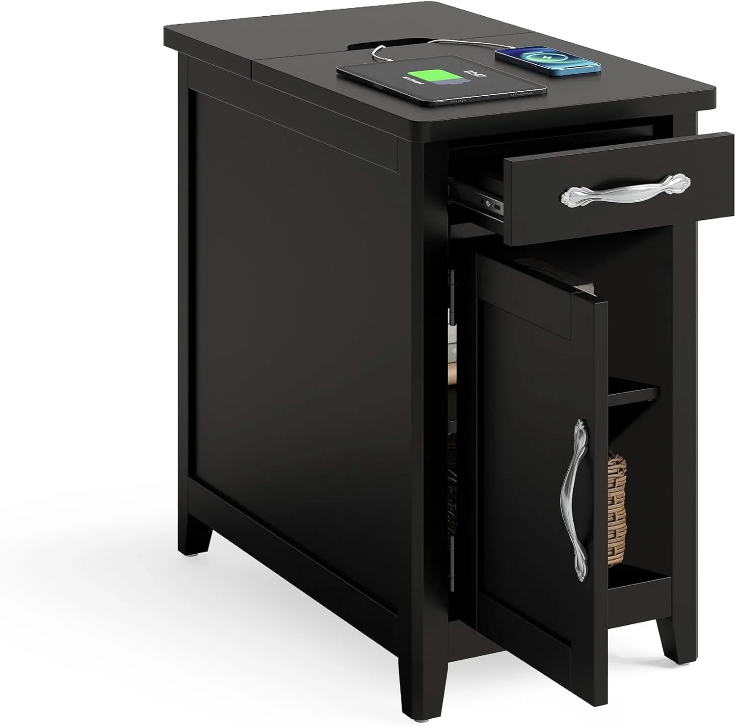 Farmhouse End Table Narrow Side Table Small Nightstand