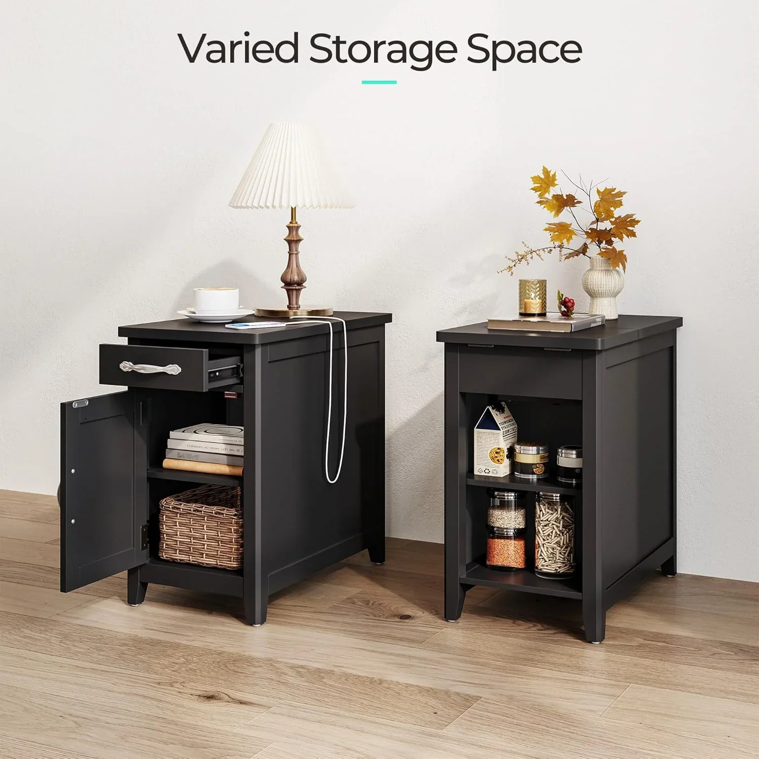 Farmhouse End Table Narrow Side Table Small Nightstand