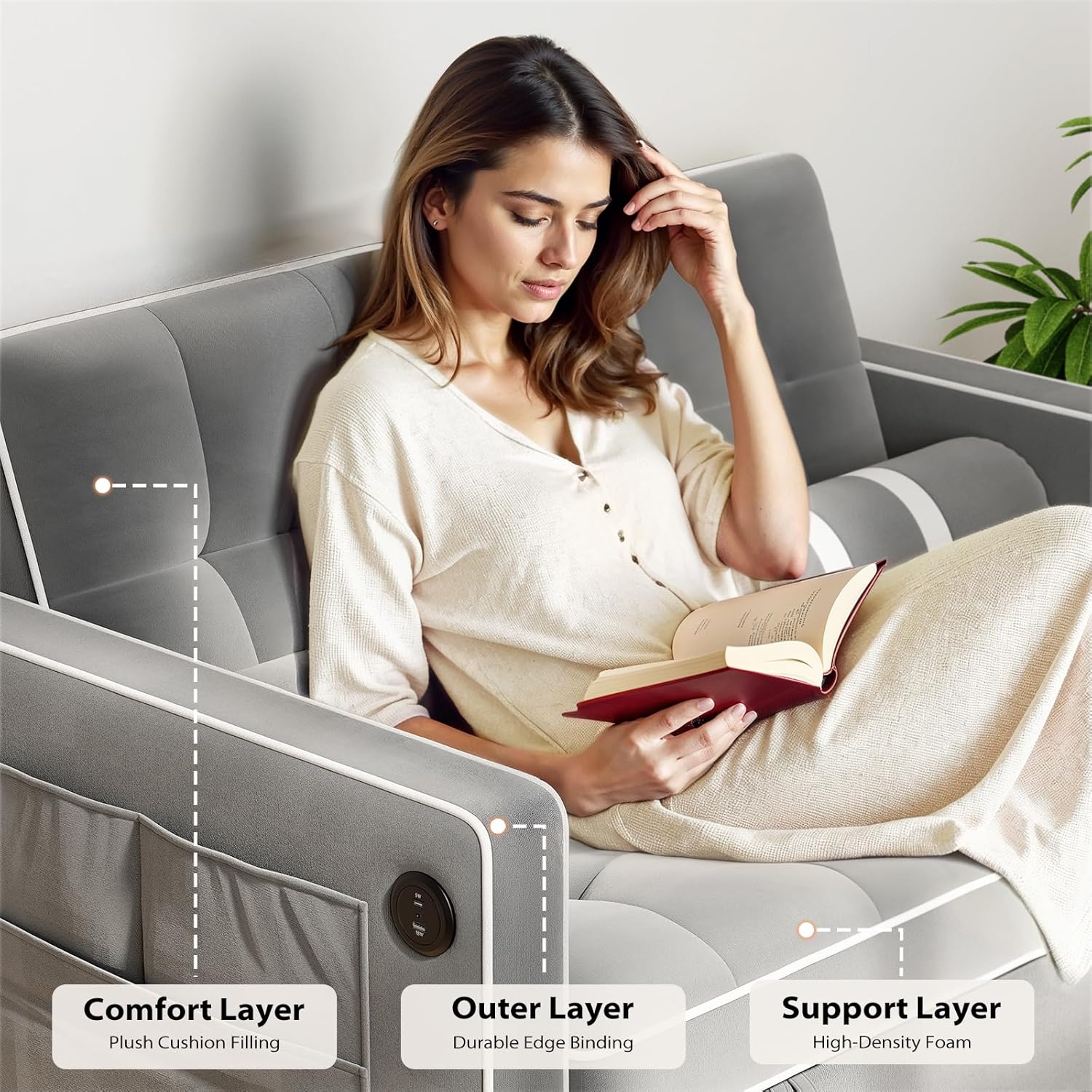 3 in 1 Convertible Sleeper Sofa Bed