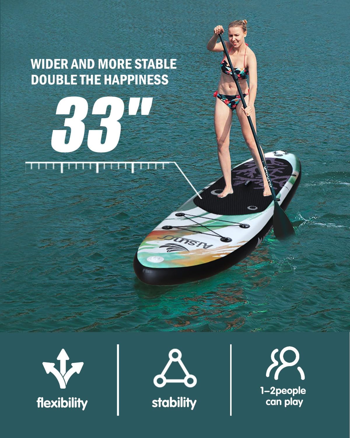 Inflatable wide SUP board with SUP carrying bag hand pump 10L waterproof bag