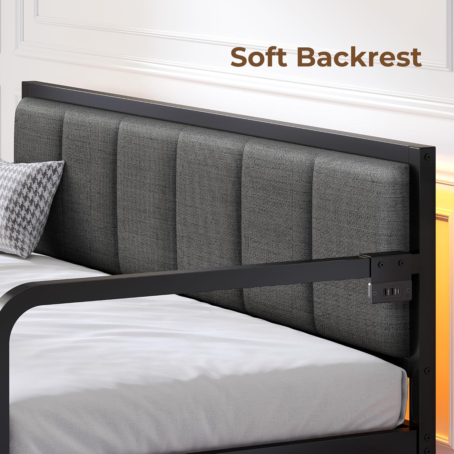 Rolanstar Daybed with Charging Station and LED Lights Height Adjustable Twin Daybed