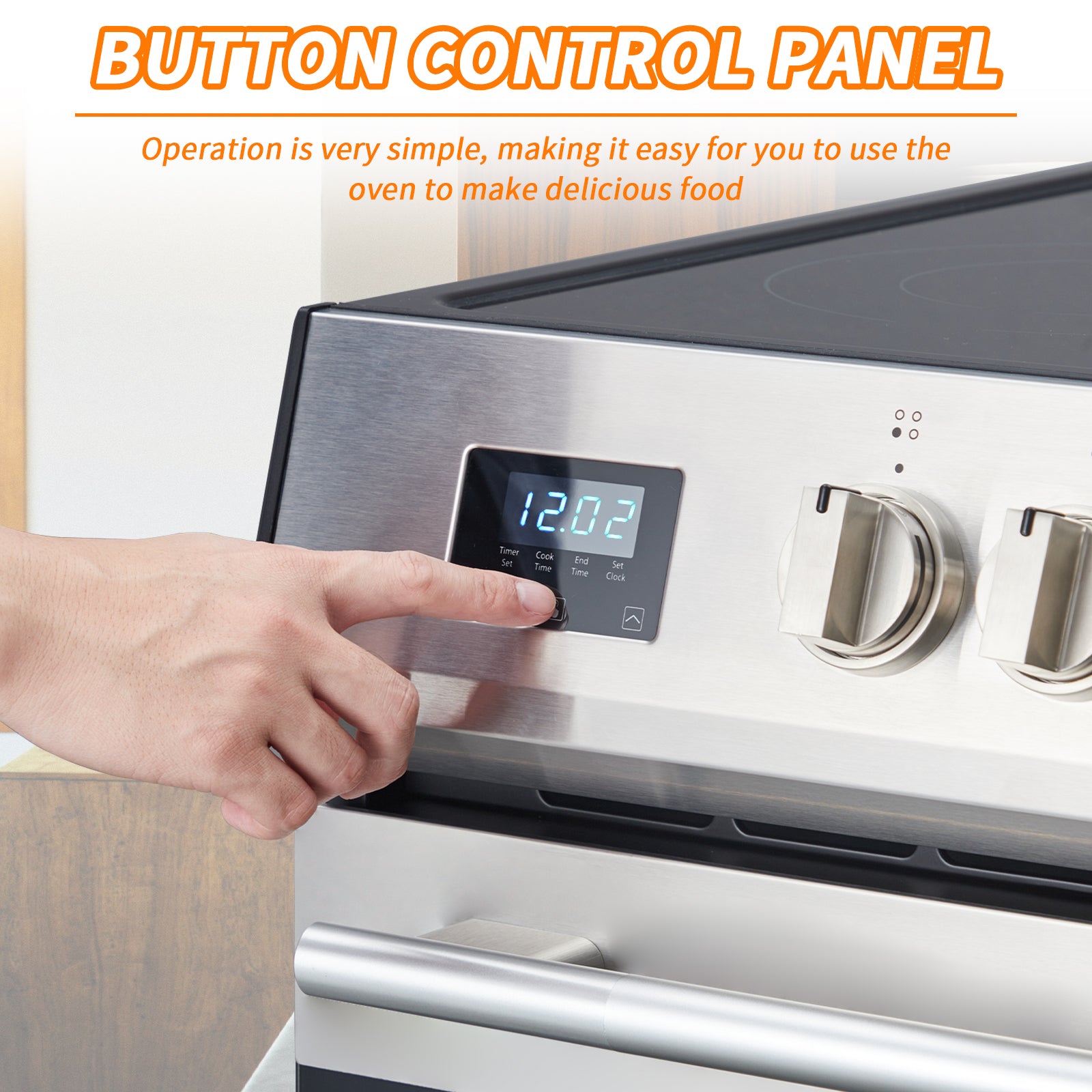 Front Control Electric Range Oven with 5 Cooktop Elements with 6 Cooking Power Options, Freestanding Oven, 5.0 cu. ft. Capacity Stainless Steel