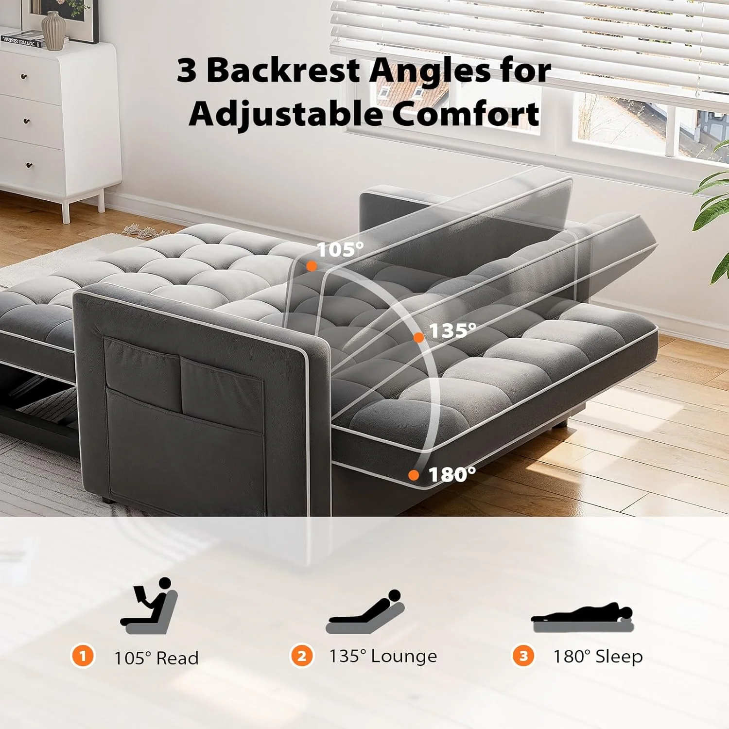 3 in 1 Convertible Sleeper Sofa Bed