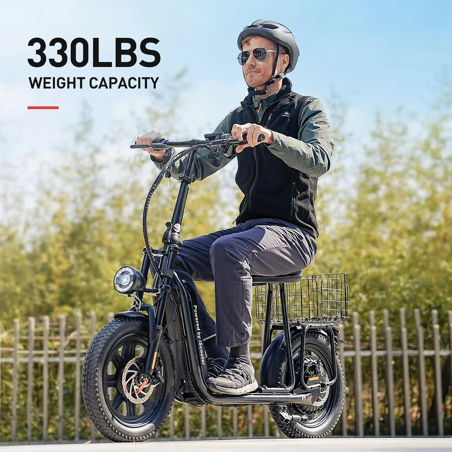 iScooter electric scooter with seat 28/19/15.6 mph top speed dual suspension scooter