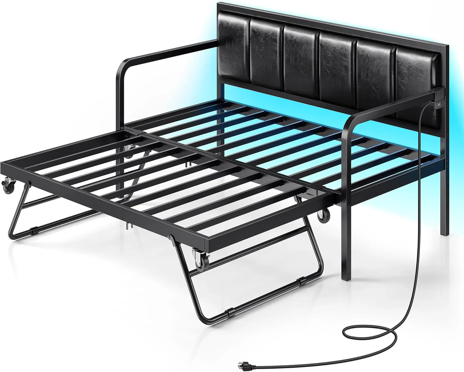 Rolanstar Daybed with Charging Station and LED Lights Height Adjustable Twin Daybed