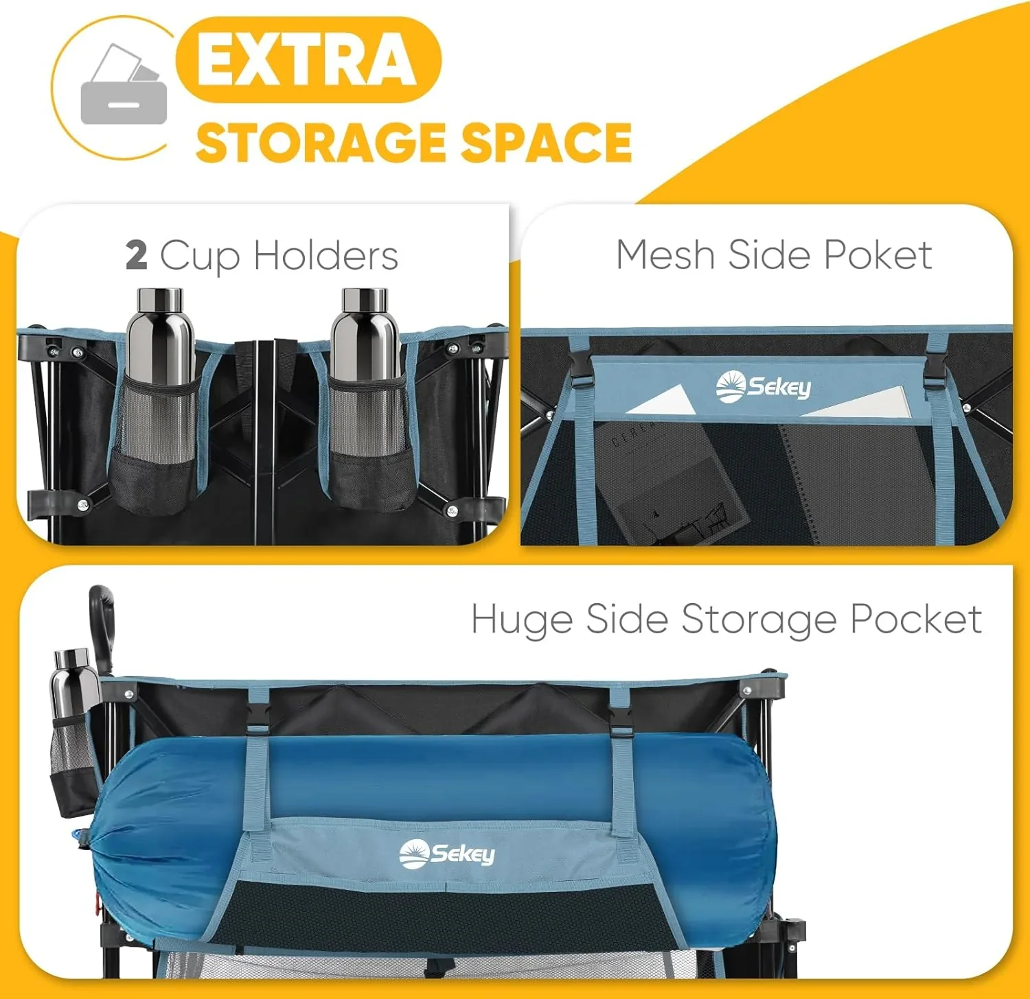 400L Large Capacity Folding Double Decker Wagon with Brakes 50