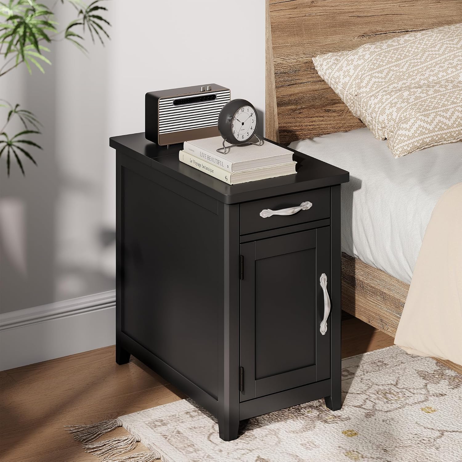 Farmhouse End Table Narrow Side Table Small Nightstand
