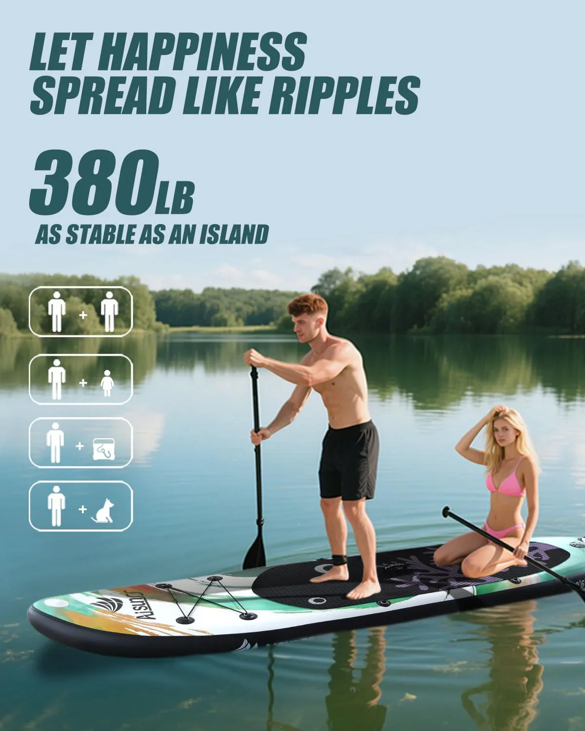 Inflatable wide SUP board with SUP carrying bag hand pump 10L waterproof bag