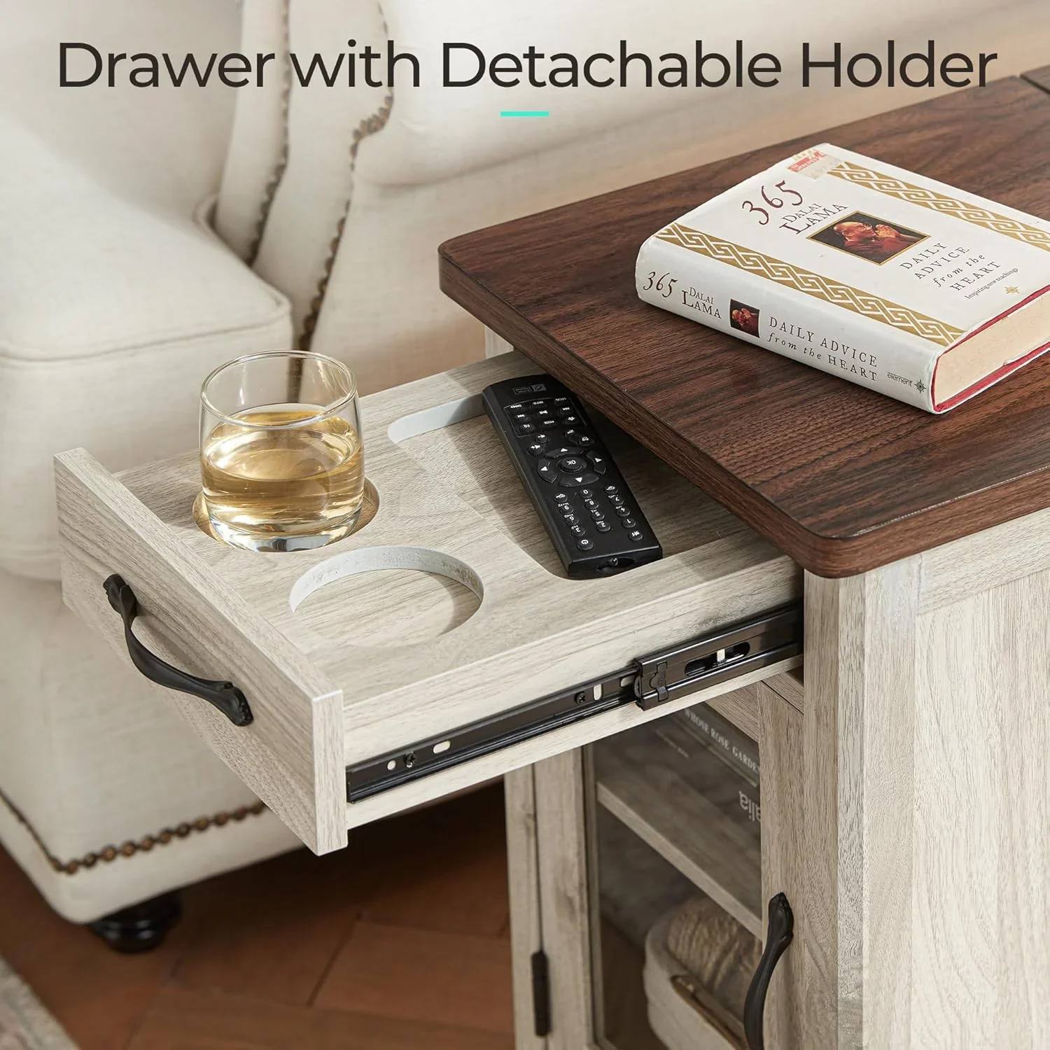 Farmhouse End Table Narrow Side Table Small Nightstand