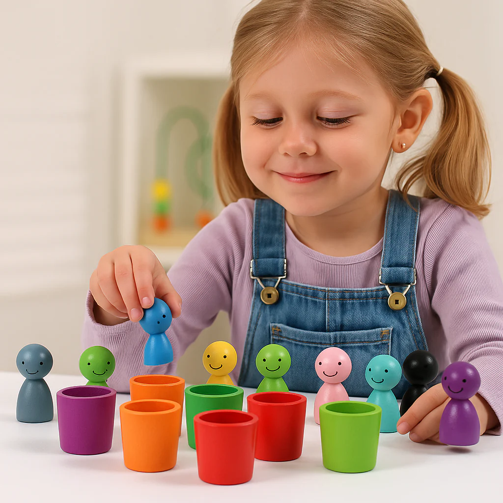 Montessori Farblernspiel aus Holz – Sortierspiel für Kinder ab 3 Jahren