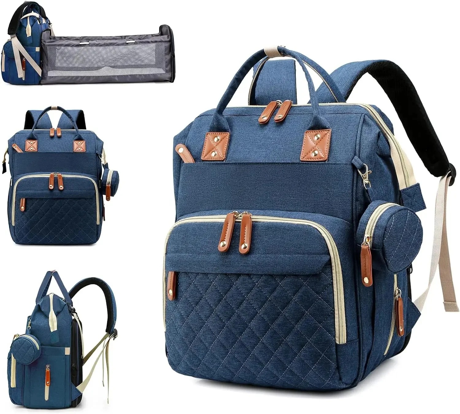 Baby Rucksack mit Wickelbett – 2in1 Wickeltasche & Reisebett für unterwegs