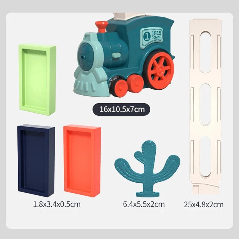 Domino Zug Spielzeug – Automatischer Zug mit bunten Dominosteinen für Kinder