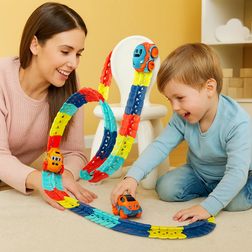 Anti Schwerkraft Rennbahn Spielzeug für Kinder – Autorennbahn mit Fahrzeugen
