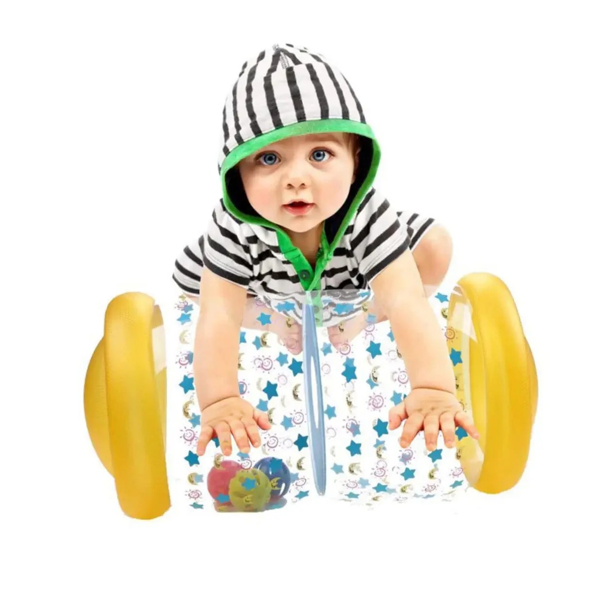 Aufblasbarer Baby Krabbelroller mit Rasselbällen – Motorik & Frühförderung Spielzeug